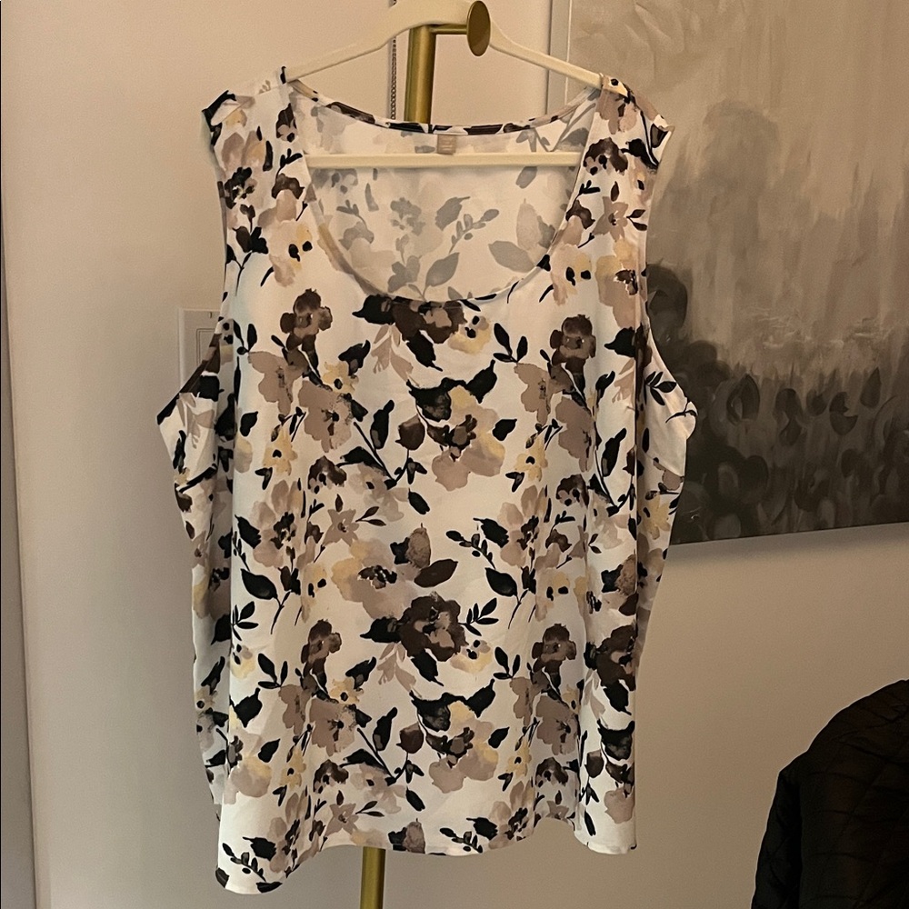 Curvy Girl tank Floral Sleeveless Women's Top - Black, Brown, Cream